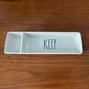 RAE DUNN Artisan Collection "KEEP" ceramic divided trinket dish
